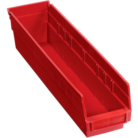 Global Industrial Shelf Storage Bin, Polypropylene, Red, 4 in H, 4-1/8 in W 184839RD